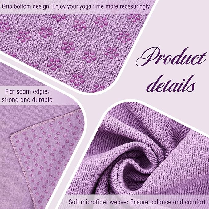 Breling Yoga Towel 4 Pack, Hot Yoga Towel 72" x 24" Non Slip Microfiber Mat with Grip Dots, Ultra Absorbent Sweat-Proof for Bikram, Pilates & Workout(Colorful)