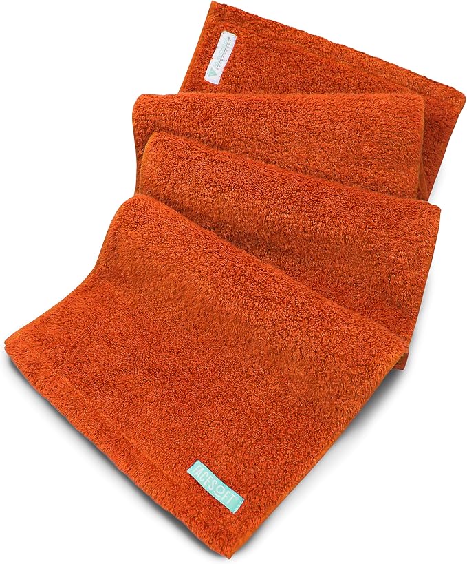 FACESOFT Eco Sweat Active Towel - Soft and Absorbent Cotton Exercise - No Synthetic Microfibers or Plastics - Perfect Sweat Towel for Gym, Exercise, Fitness, Sports, Yoga - Orange - 1 Pc