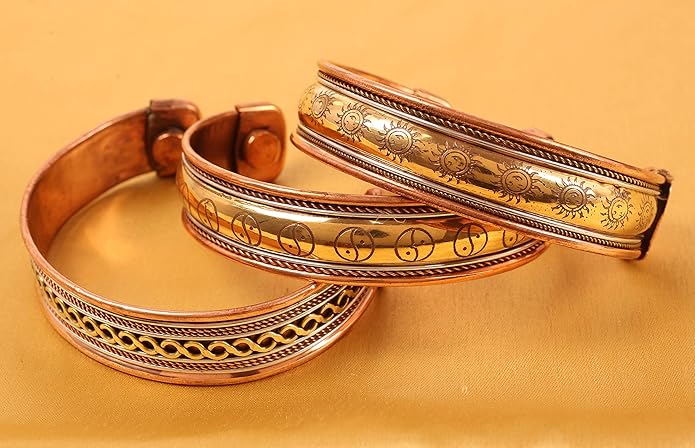 Copper Bracelet Tibetan Style. Hand Forged with Solid and High Gauge Copper Jewelry Cuff for Women Men. Combo of Different Designs