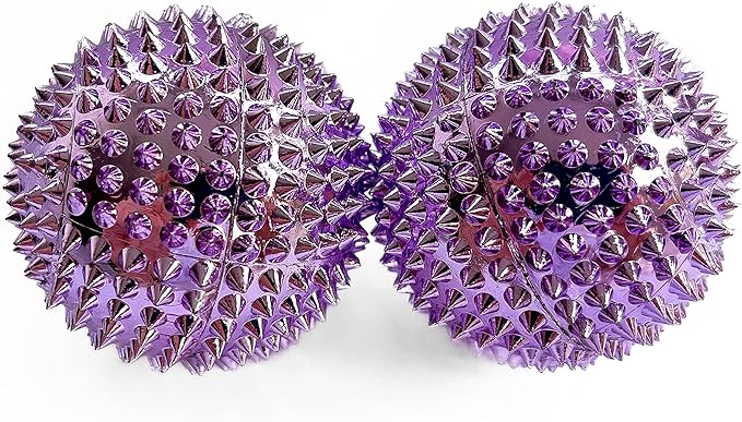 2X Spiky DBT Skill Balls | 2inch | Magnetic Stress Relief Balls | Spiky Massage Balls for Relaxation, Tension Release, Focus & Mobility (Purple)