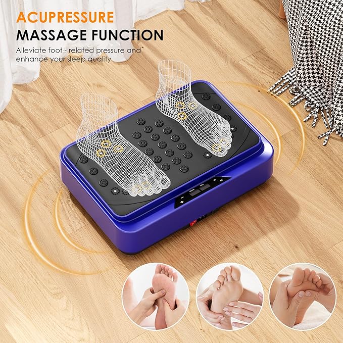 Vibration Plate Machine with Resistance Bands, 99 Speed Levels, 450LBS Capacity, Remote Control , Full Body Workout for Weight Loss & Lymphatic Drainage