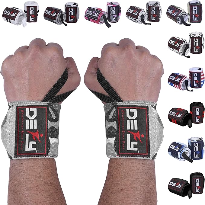 DEFY Fitness Wrist Wraps 18" Professional with Thumb Loops- Premium Quality, Strong Fastening Straps- Men & Women – Best for Weightlifting, Powerlifting,Strength Training
