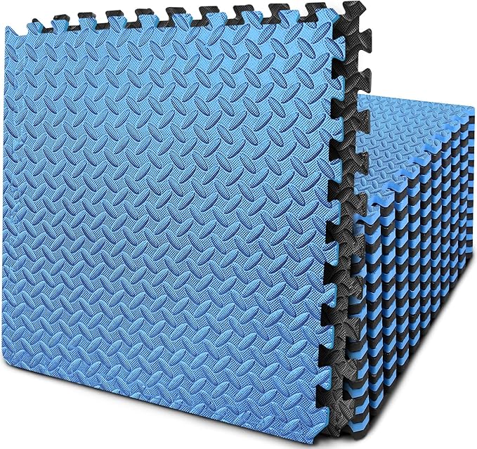 BEAUTYOVO Puzzle Exercise Mat with 12/24/48 Tiles Interlocking Foam Gym Mats, 24'' x 24'' EVA Foam Floor Tiles, Protective Flooring Mats for Gym Equipment