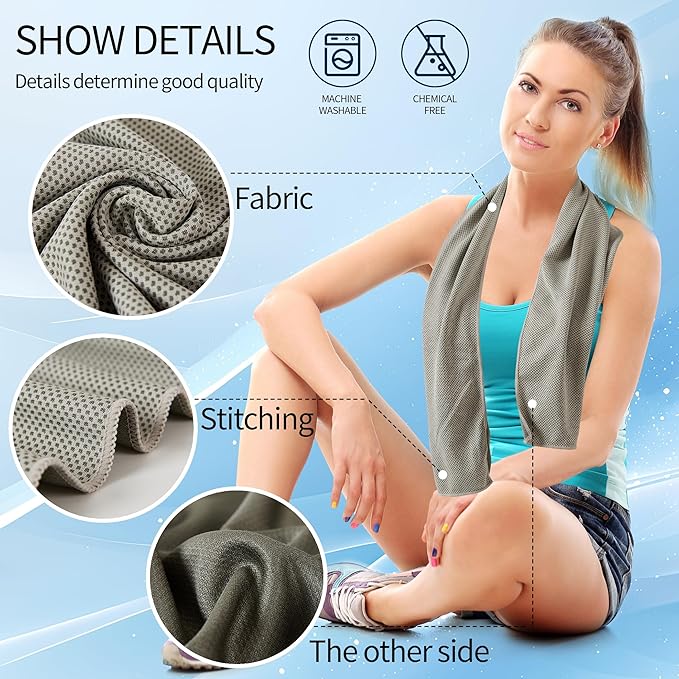 SRsafety Cooling Towels for Sports,Strong Sweat Absorption Cooling Towels, High-Flexibility Cold Towel for Gym and Yoga. (Gray)