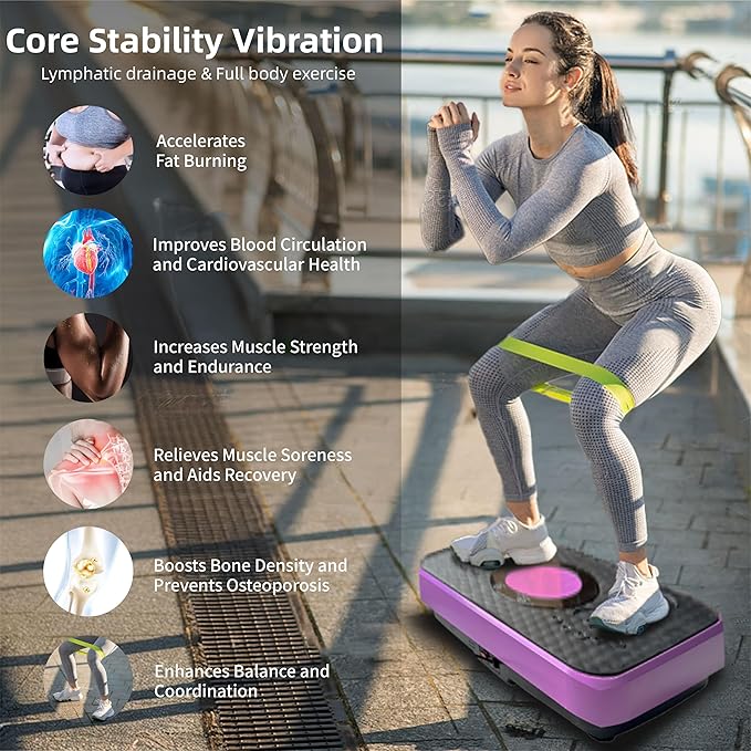 Vibration Plate Exercise Machine – Lymphatic Drainage & High-Intensity Fat Burner, 150-Speed Adjustable Fitness Platform for Full Body Workout, 450 lbs Capacity Home Gym Equipment (Men/Women)