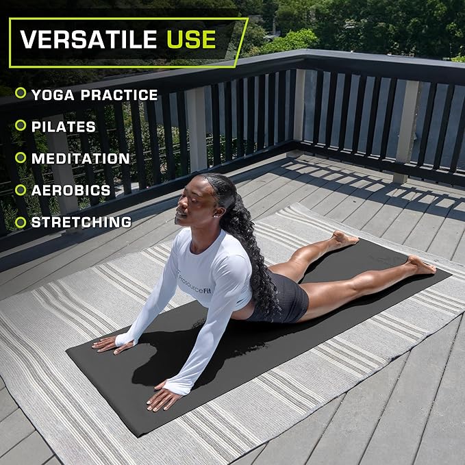 ProsourceFit Classic Yoga Mat 1/8” (3mm) Thick, Extra Long 72-Inch Lightweight Fitness Mat with Non-Slip Grip for Yoga, Pilates, Exercise