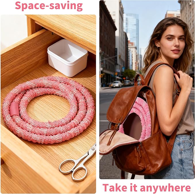 3.3 lbs Spring Soft Hula Hoop for Adults, Foldable Weighted Fitness Hoop with Video Tutorial, Soft Material Protects Lower Back, Home & Travel Workout