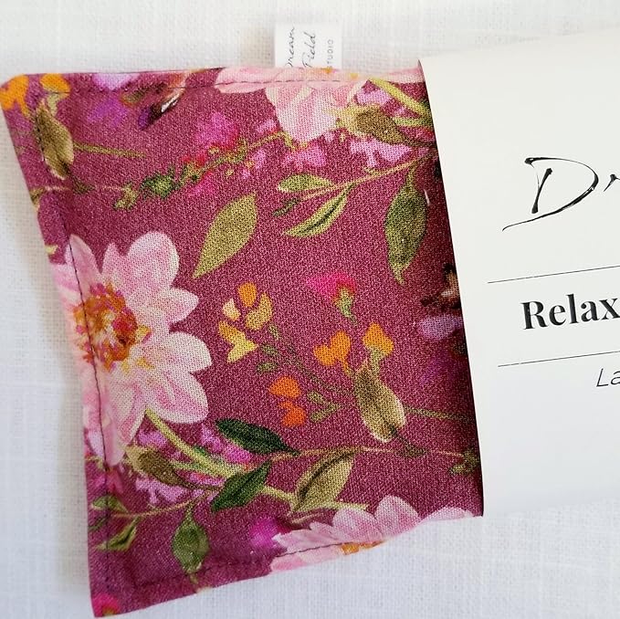 Handcrafted Lavender Eye Pillow – Organic Aromatherapy, Weighted Flaxseed Design, Warm or Cool Use – Made in USA by Woman-Owned Small Business - Retro Floral Print