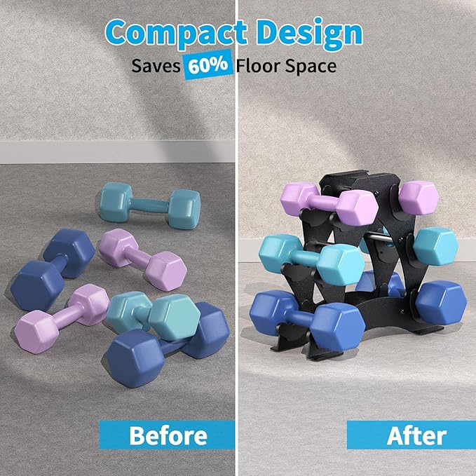 Dumbbell Rack Stand Only - Heavy Duty Weight Rack for Home Gym Organization, Compact Dumbbell Stand for Space Saving, Small Weight Storage for 1-15 LB Dumbbells in Home/Office/Studio