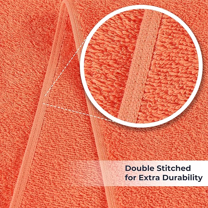 NUKURA 12’’x 40’’ Ultra Soft Workout Towel 1 Piece, High Absorbent 100% Cotton Towels, 450 GSM, Bulk Orders, Orange Color, Running, Sweat, Yoga, Neck Wrap, Workout Towels
