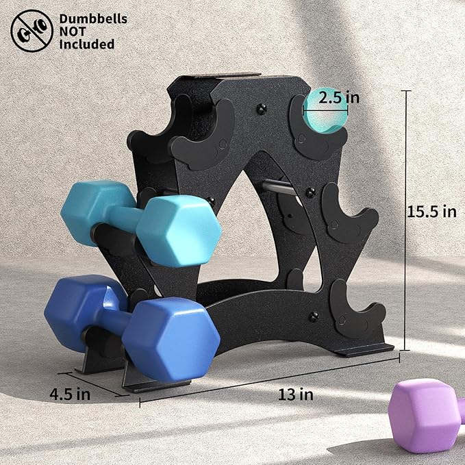 Dumbbell Rack Stand Only - Heavy Duty Weight Rack for Home Gym Organization, Compact Dumbbell Stand for Space Saving, Small Weight Storage for 1-15 LB Dumbbells in Home/Office/Studio