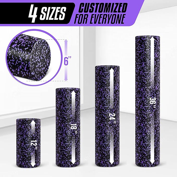 Yes4All High-Density EPP Round Back Roller Foam, Exercise Foam Roller for Yoga, Pilates & Stretching - 12, 18, 24, 36 inch