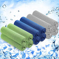 Hosuly 12 Pieces Cooling Towels for Hot Weather Soft Breathable Cold Towel Yoga Towels for Sweat, Sports, Workout, Fitness, Gym, Running, Travel Camping, 12 x 40 Inch (Dark Blue, Light Gray, Green)