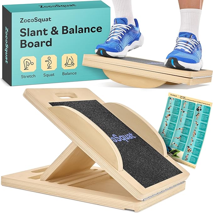 Slant Boards for Exercise – Slant Board with 6 Incline Angles – Transforms Into a Balance Board – Premium Calf Stretcher and Wobble Board for Effective Calf Stretching and Squats