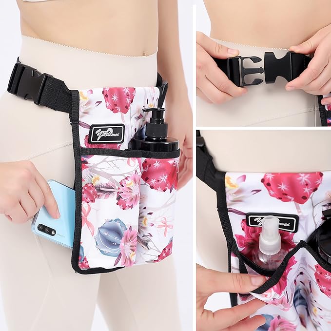 Massage Bottle Bag ，Massage Therapist Holster， Massage Lotion Holster， Massage Oil Holster，Flower color（9d2KD-Hua）