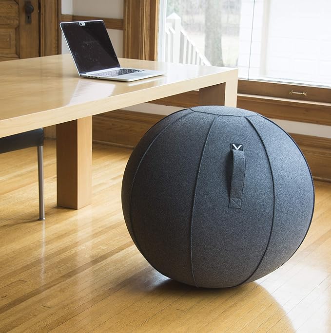 Vivora Luno - Sitting Ball Chair for Office and Home, Lightweight Self-Standing Ergonomic Posture Activating Exercise Ball Solution with Handle & Cover, Classroom & Yoga, Standard