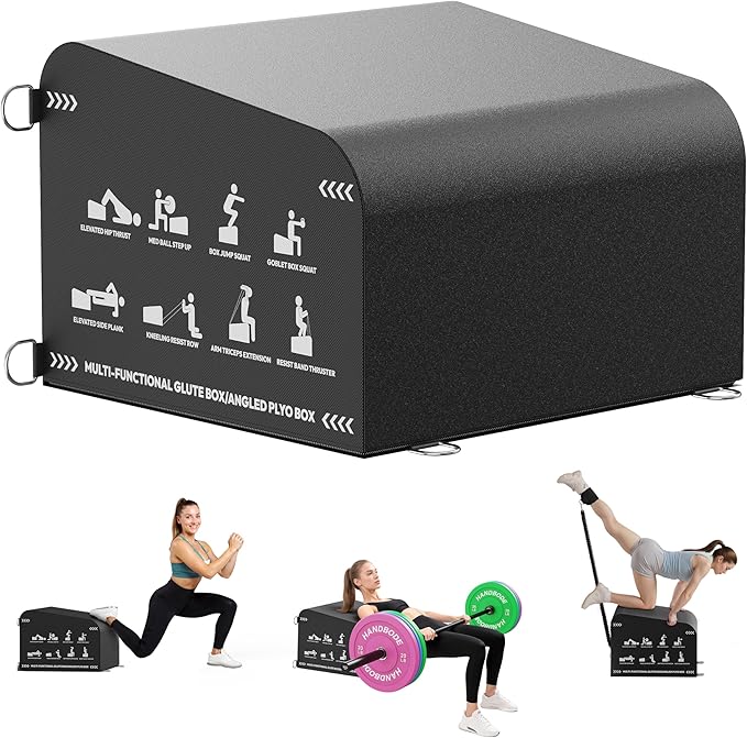 Hip Thrust Bench, Multi-Functional Slip-Free Hip Thrust Machine for Glute Bridge, Box Jump, Push-Ups, Squat, Ab Exercise, Suitable for Home & Gym