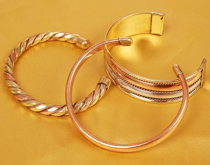 Touchstone copper bracelets | gift for men women |adjustable 100% pure solid real magnetic jewelry | handmade bracelet set combo | rope braided tibetan bangles.