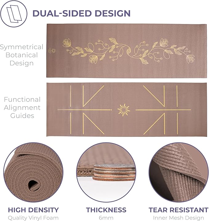 Ascend Yoga Mat - Premium 6mm Thick, 72" x 24", Solid or Reversible Print, Non Slip, Tear Resistant, Workout Mats for Pilates, Home, Studio, Fitness, Gym, Training, Floor Stretching