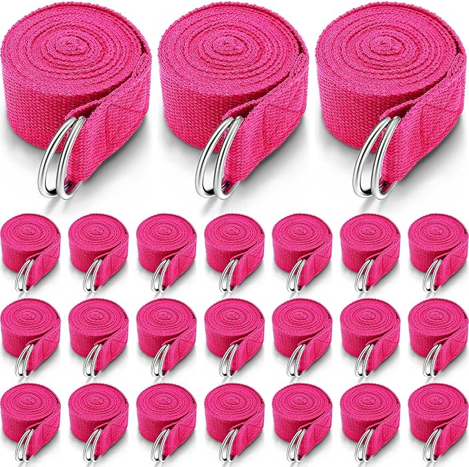 Leyndo Yoga Strap Stretching Pilates Exercise Adjustable Straps 6 ft Non Elastic Yoga Belt with Adjustable D Ring Buckle for Pilates Gym Workouts Fitness