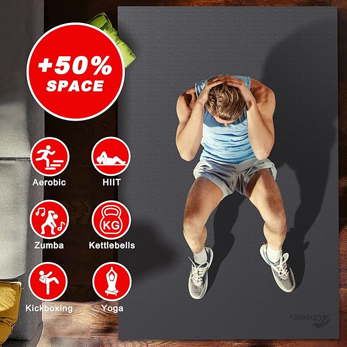 Extra Large Exercise Mat 6'x4'/7'x5'/6'x8'/6'x9'/6'x10'/6'x12'（7mm）, Gym Flooring for Home Gym,Thick Exercise Mats for Home Workout,Non-Slip,Extra Durable,High-Density Gym Mats for Jump Rope,Cardio