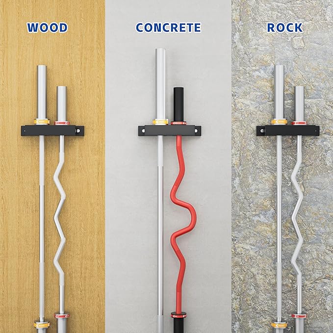 Barbell Holder, Wall Mount Barbell Storage Hanger for Vertical Barbell Wall Rack, Garage Gym Olympic Bar Holder, Fits Under 40 mm Bar in Size