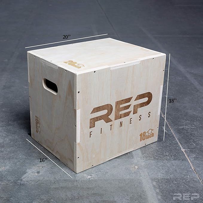 Rep Plyometric Wood Jump Box | CrossFit & Strength Training | 12 to 30" Range of Wooden Step Platforms | Gym & Sports Workouts | Fitness, Exercise, Physical Therapy Equipment | Pro Conditioning Tool
