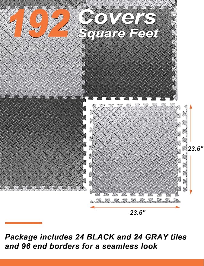 innhom 12/24/48 Tiles Gym Flooring Gym Mats Exercise Mat for Floor Workout Mat Foam Floor Tiles for Home Gym Equipment Garage