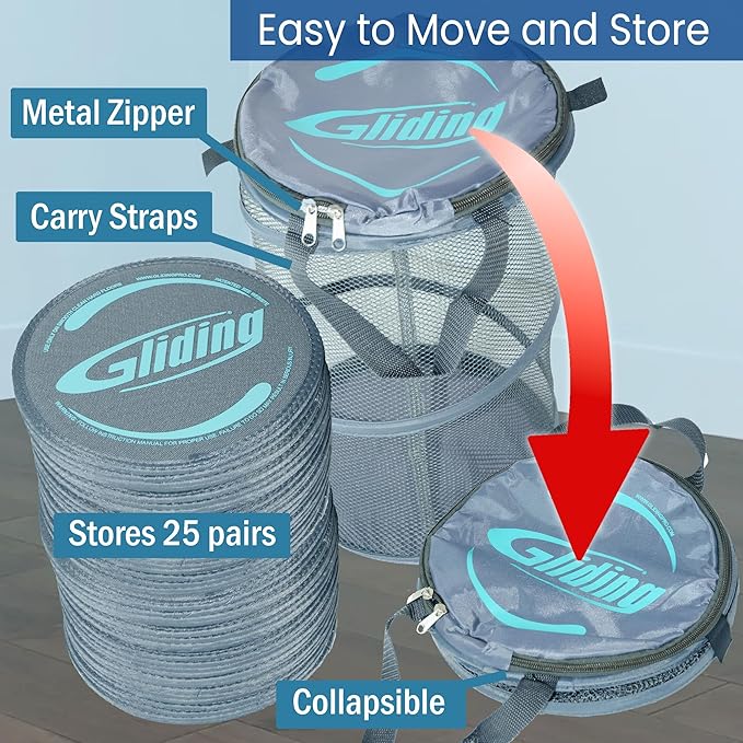Gliding Exercise Discs: Club Pack for Hardwood Floors (25 Pair, Grey) Workout Sliders in Bulk