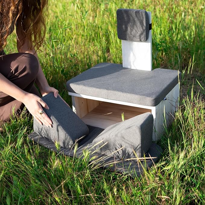Ungloo Box Meditation Floor Chair, Back Support, Knee and Hip Support, Knees, Portable and Lightweight (Gray)