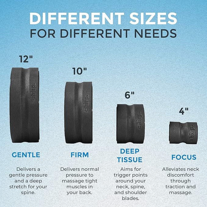 Chirp Wheel Foam Roller – Targeted Back & Neck Relief, Lumbar Spine Stretcher, Spinal Decompression Back Stretcher, Massage Roller with Density Foam for Physical Therapy, Supports 500lbs, 4-Pack Black