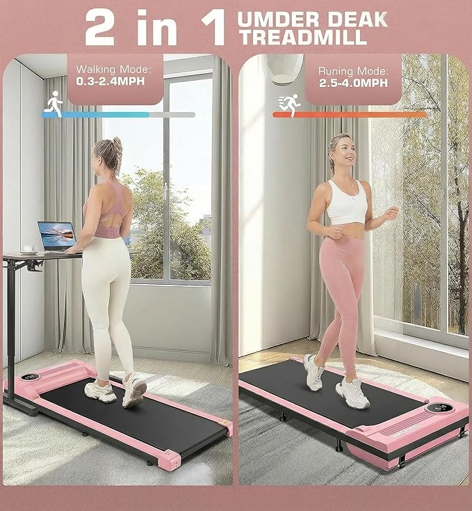 ANCHEER Walking Pads, 2 in 1 Under Desk Treadmill 2.5HP Compact Running Machine with Remote Control, 300lbs Weight Capacity for Home/Gym/Office,Ultra-Quiet, Installation-Free
