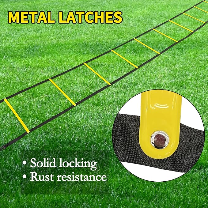 Agility Ladder Speed Training Equipment 16FT 12 Rung Footwork Sports Agility Speed Ladder for Football Basketball Baseball with Carry Bag