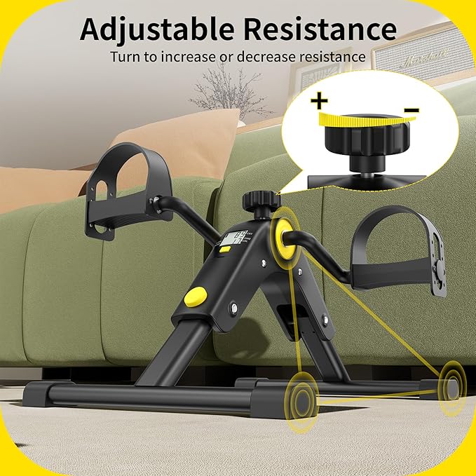 MOMODA Under Desk Bike Pedal Exerciser with LCD Display Portable Mini Exercise Bike for Arm and Leg