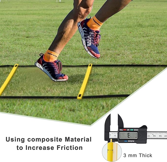 20ft Adjustable Agility Speed Ladder Training Ladder with Carry Bag - Soccer, Speed, Football Fitness Feet Training - Agility Training Equipment for Footwork Drills