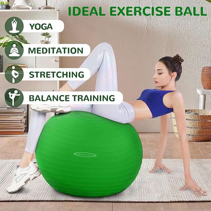 Fitvids Exercise Ball for Fitness, Yoga, Pilates with Quick Pump, Anti-Burst Slip Resistant Balance Ball