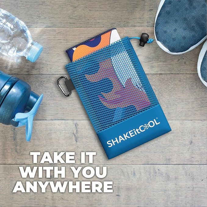 SHAKEitCOOL Original Cooling Towel – Soft, Lightweight, Heat Relief – Perfect for Biking, Running, Yoga, Gym, Gardening – Grand Slam