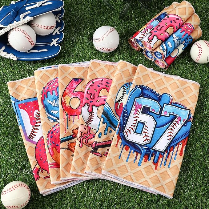 12 Pcs Cooling Towel Baseball Football Basketball Breathable Chilly Softball Soccer Ice Towel, 40"x12" Tennis Microfiber Accessories for Player