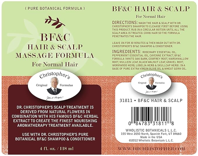 CHRISTOPHER'S ORIGINAL FORMULAS BF&C Hair & Scalp Massage Oil 4 OZ