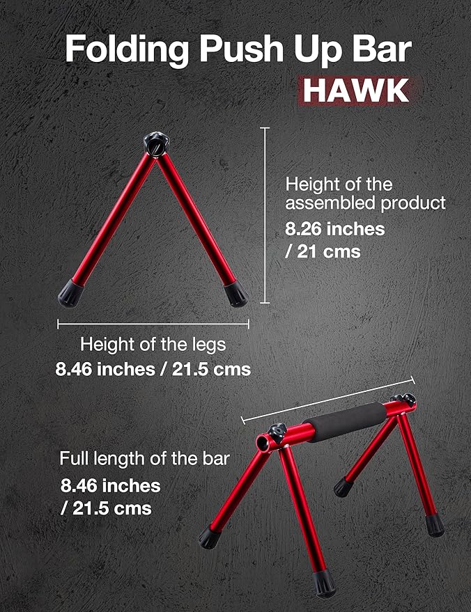 Push Up Bar – Folding Dip Bar for Home Workout, Lightweight & Portable Strength Training Equipment for Men & Women, Indoor & Outdoor Use (Hawk)