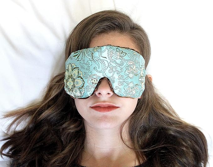 Handmade Opulence Yoga Eye Pillow - Weighted Flaxseed Fill, Lavender Aromatherapy, Satin & Velvet, Adjustable Strap - Ideal for Meditation & Restful Sleep - Blue Lagoon - TEMFL-BL