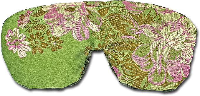 Handmade Opulence Yoga Eye Pillow - Weighted Flaxseed Fill, Lavender Aromatherapy, Satin & Velvet, Adjustable Strap - Ideal for Meditation & Restful Sleep - Spring Green - TEMFL-SG