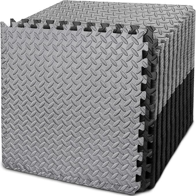 BEAUTYOVO Puzzle Exercise Mat with 12/24/48 Tiles Interlocking Foam Gym Mats, 24'' x 24'' EVA Foam Floor Tiles, Protective Flooring Mats for Gym Equipment