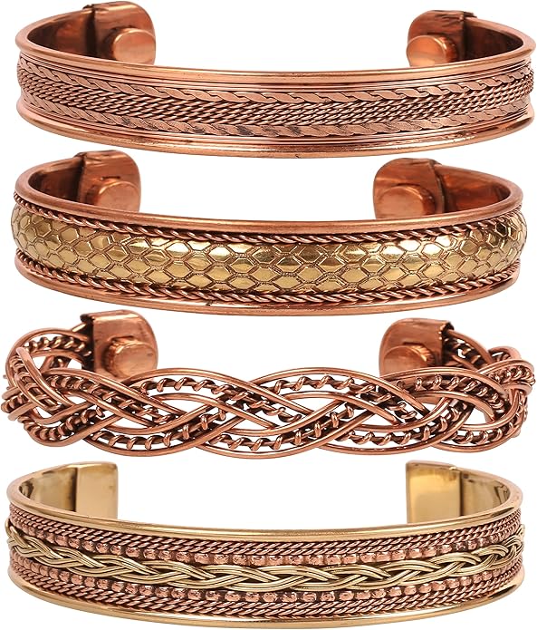 Copper Bracelet Tibetan Style. Hand Forged with Solid and High Gauge Copper Jewelry Cuff for Women Men. Combo of Different Designs