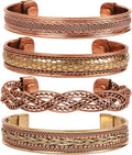 Copper Bracelet Tibetan Style. Hand Forged with Solid and High Gauge Copper Jewelry Cuff for Women Men. Combo of Different Designs