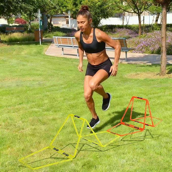 Trapezoid Agility Rings for Speed Training & Agility Footwork Training Speed Hurdles Ladder with Carrying Bag