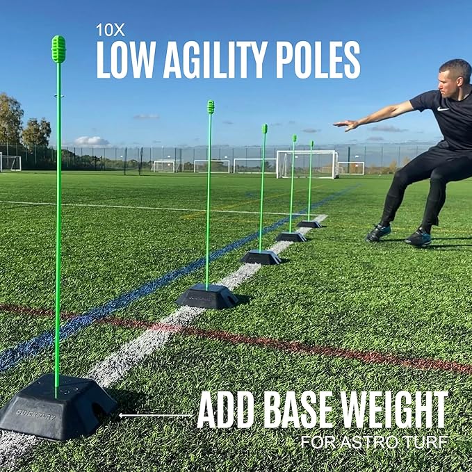 QUICKPLAY PRO Speed + Agility Set, Multi-Sport Training Agility Poles | Cones | Speed Hurdles | Soccer Tennis | Crowd Barrier