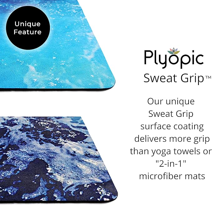 Plyopic. All In One Yoga Mat | Luxury Sweat-Grip Mat/Towel Combo | Ideal for Yoga, Hot Yoga, Bikram, Pilates, Workout & Exercise | Eco-Friendly Natural Rubber