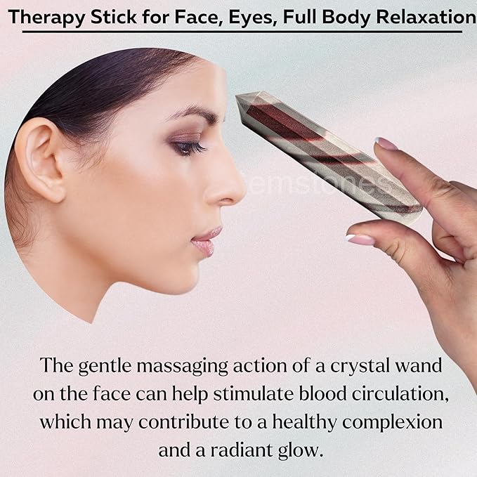 Amazing Gemstone Narmada Shiva Lingam Crystal Wand Massage Stick - Pelvic Wand Gua Sha for Adults - Crystals and Healing Stones Massage Wands for Adults Gifts (Pointed)