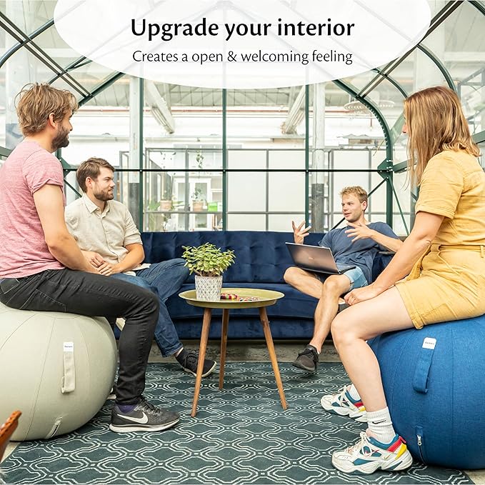 Balance Ball Chair for Office & Home - Ergonomic Exercise Ball for Posture & Back Pain Relief, Yoga Ball Chair - Sitting Ball with Washable Linen Cover